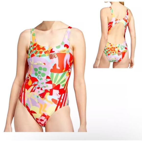 Adidas x FARM Rio One-Piece Swimsuit Pearl Citrine Multicolor Size 0 NEW/NWT!! - Picture 8 of 16